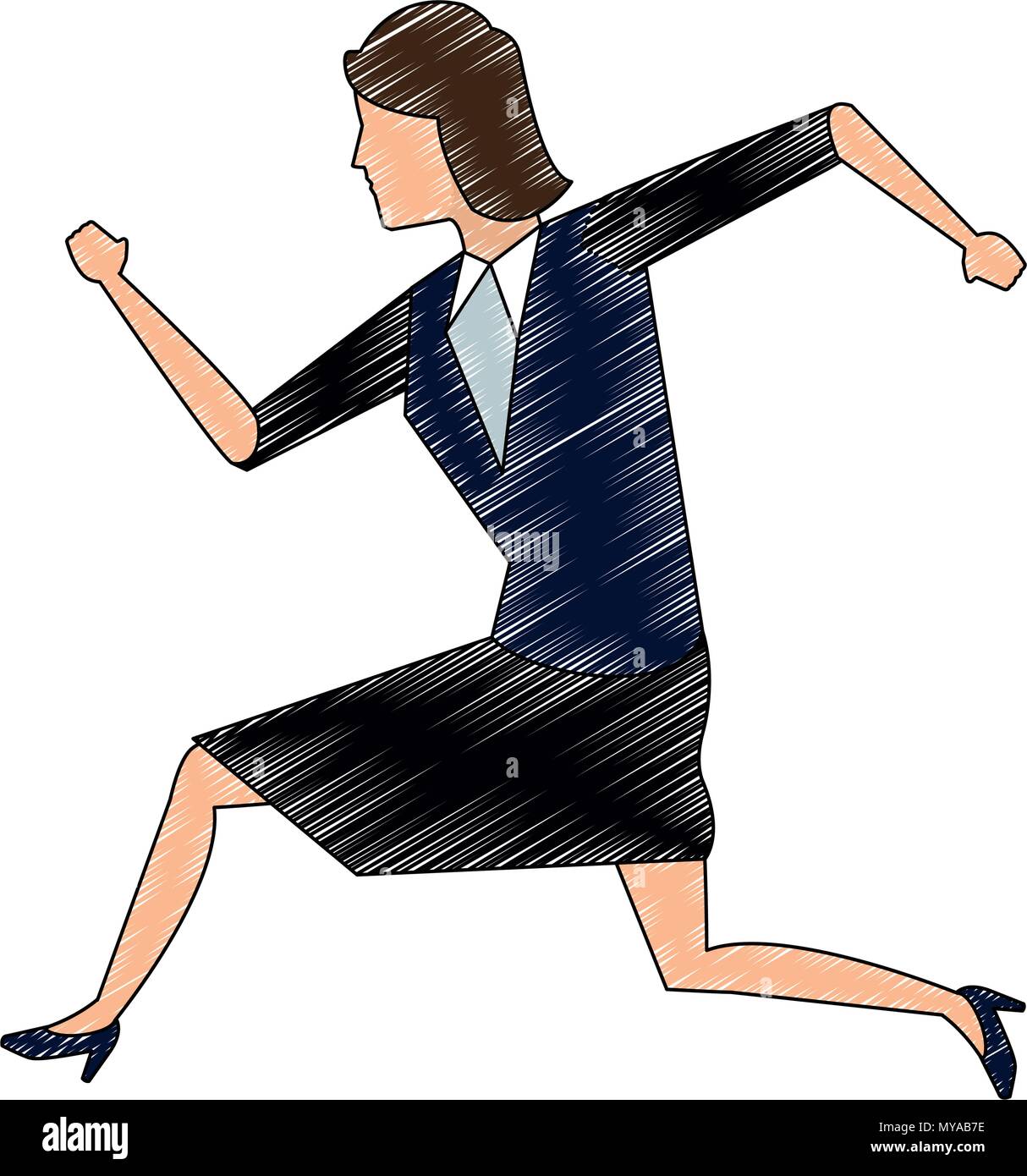 Businesswoman running avatar scribble Stock Vector Image & Art - Alamy