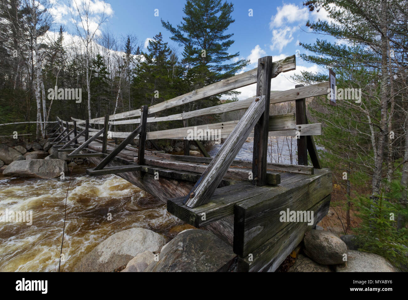 Side view of the Thoreau Falls Trail bridge, which crosses the East ...
