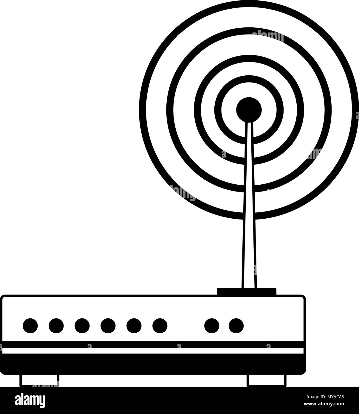 Wifi router technology in black and white Stock Vector