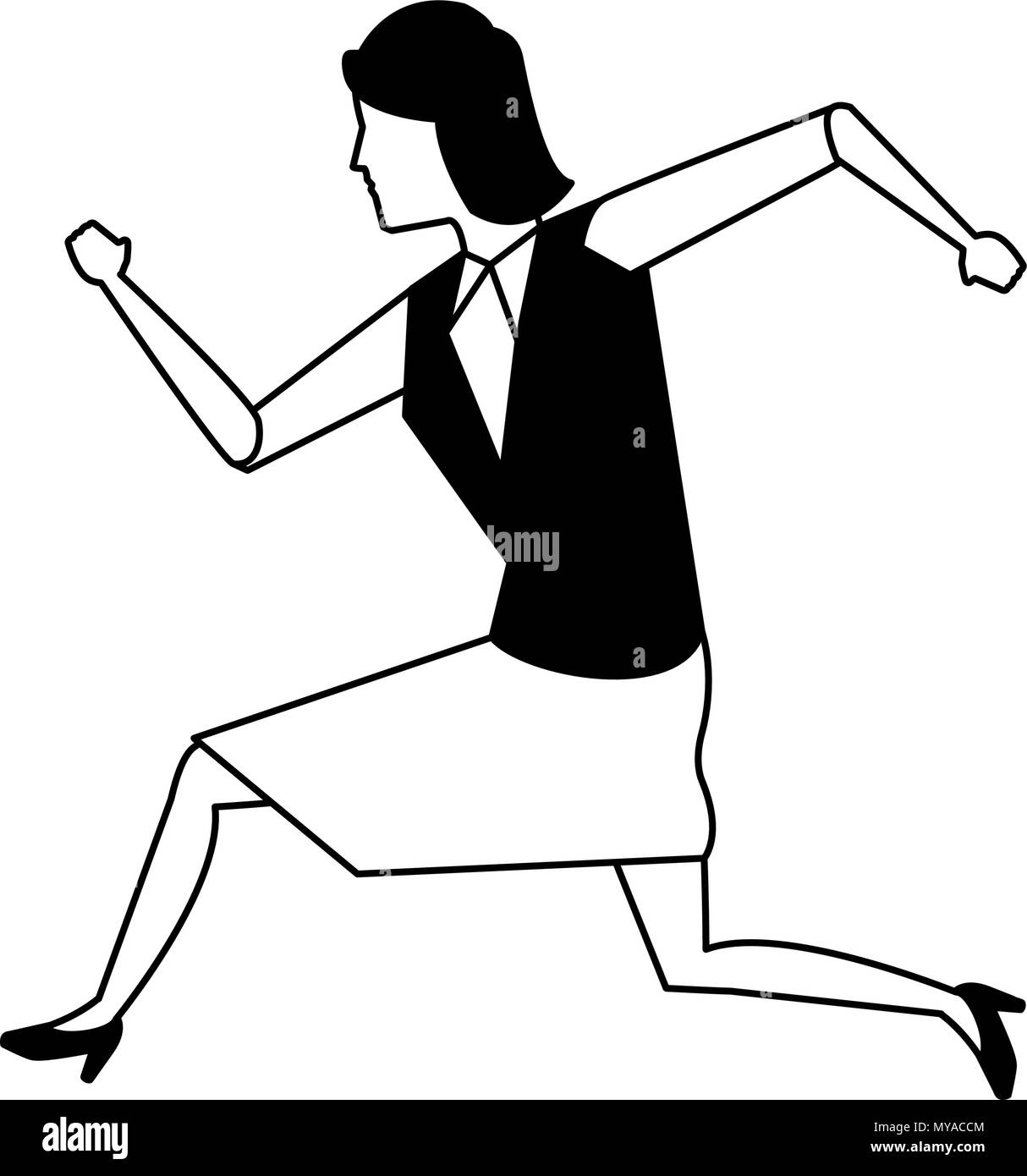 Businesswoman running avatar in black and white Stock Vector Image ...