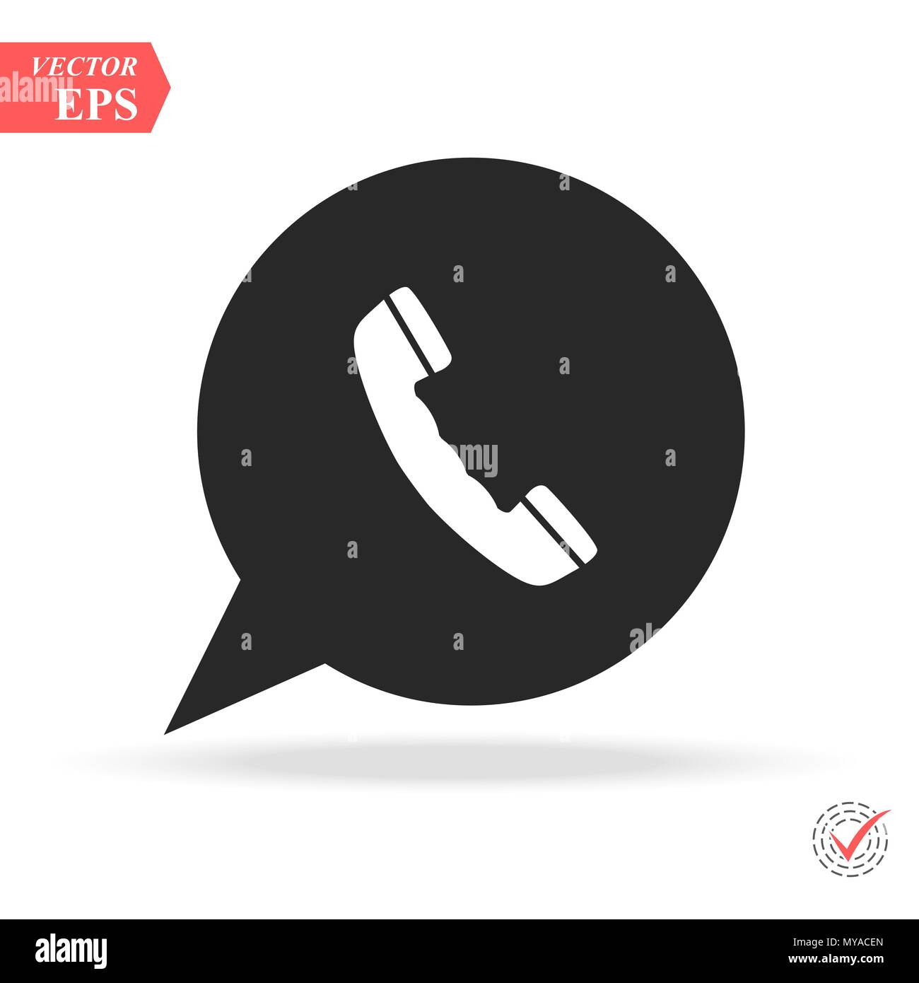 white phone handset in speech bubble vector icon eps10 Stock Vector