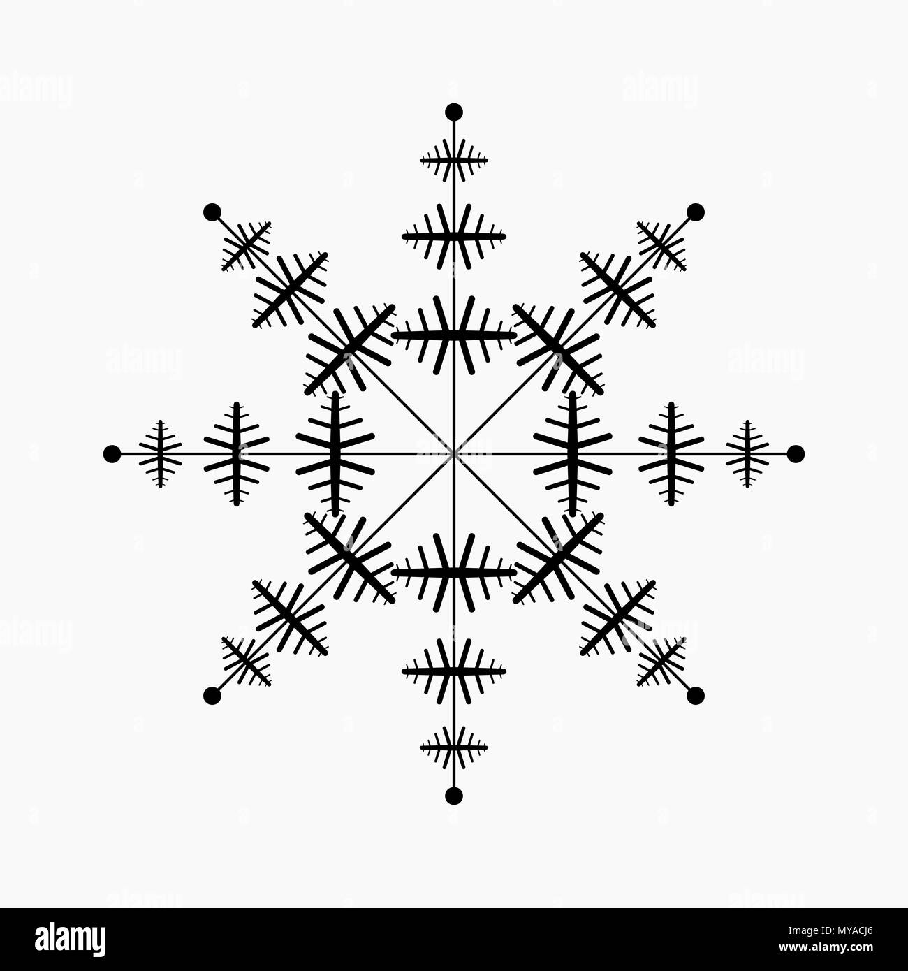 Snowflake icon. Flat vector illustration in black on white background ...