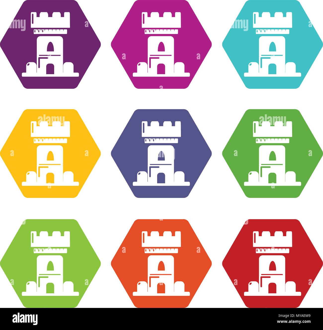 Castle tower icons set 9 vector Stock Vector Image & Art - Alamy