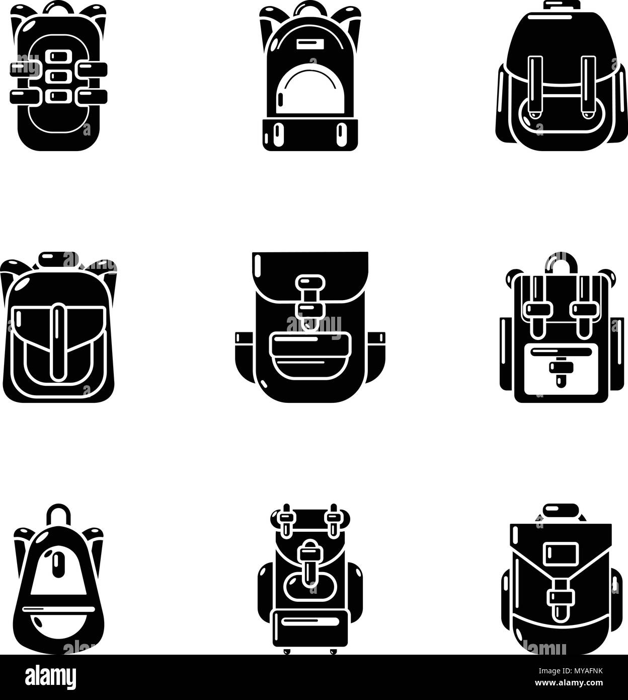 Rucksack icons set, simple style Stock Vector