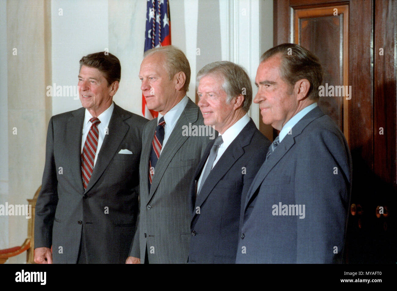 10/8/1981 Four Presidents (Reagan Ford Carter Nixon) pose for a