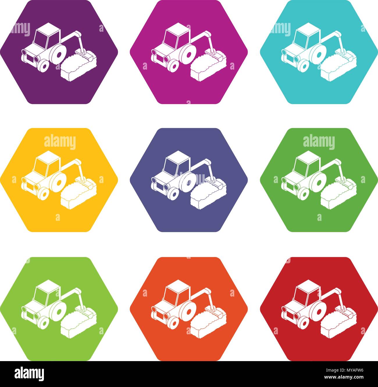 Road tractor icons set 9 vector Stock Vector Image & Art - Alamy