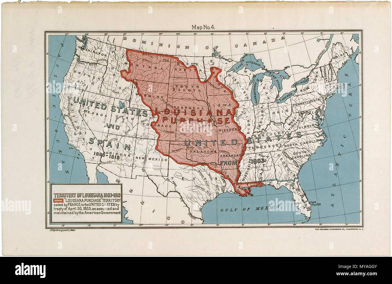 Historical Maps - Lousiana Purchase Stock Photo