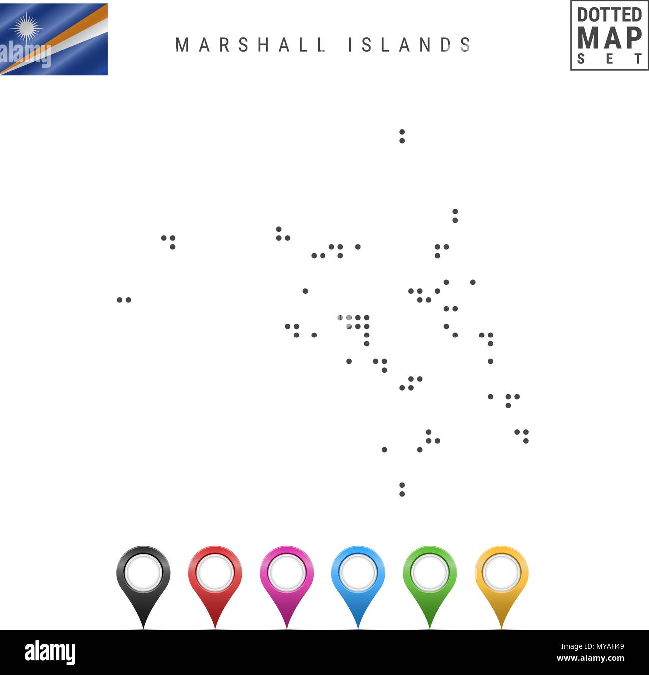 Vector Dotted Map of Marshall Islands. Simple Silhouette of Marshall ...
