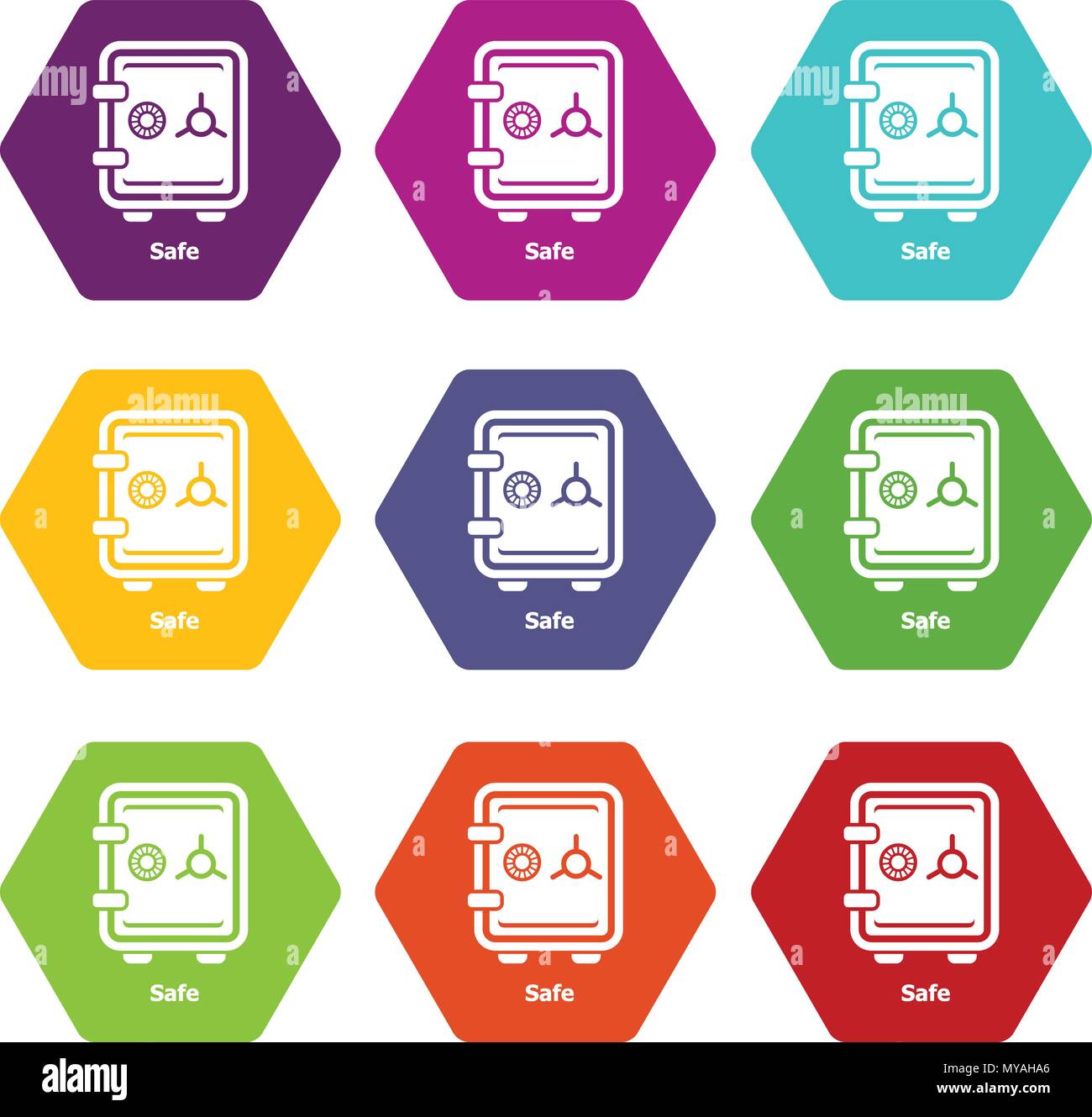Safe icons set 9 vector Stock Vector Image & Art - Alamy