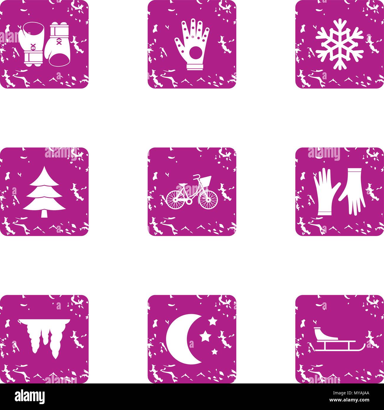 Evening stroll icons set, grunge style Stock Vector