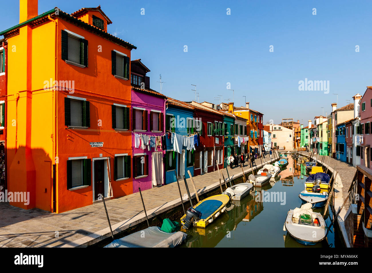 Colourful Houses On The Island Of Burano, Venice, Italy Stock Photo