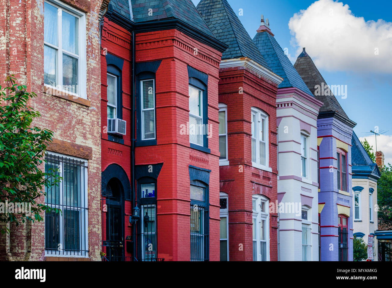 Colorful row houses in Shaw, Washington, DC Stock Photo Alamy