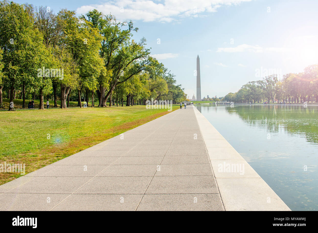 Washington, DC October 2016: A rare quiet moment on the National Mall in the Nations Capital amid reported ongoing chaos in White House Stock Photo