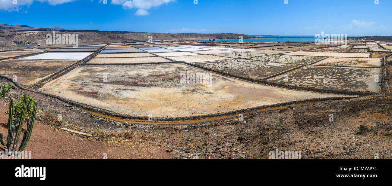 Janubio Salt Mines in Lanzarote, Canary Islands, Spain Stock Photo