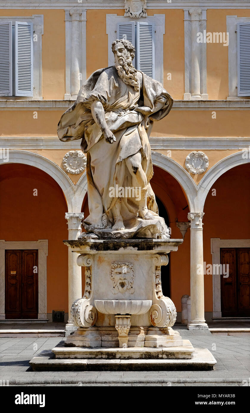 statue on plinth in pisa, tuscany, italy Stock Photo