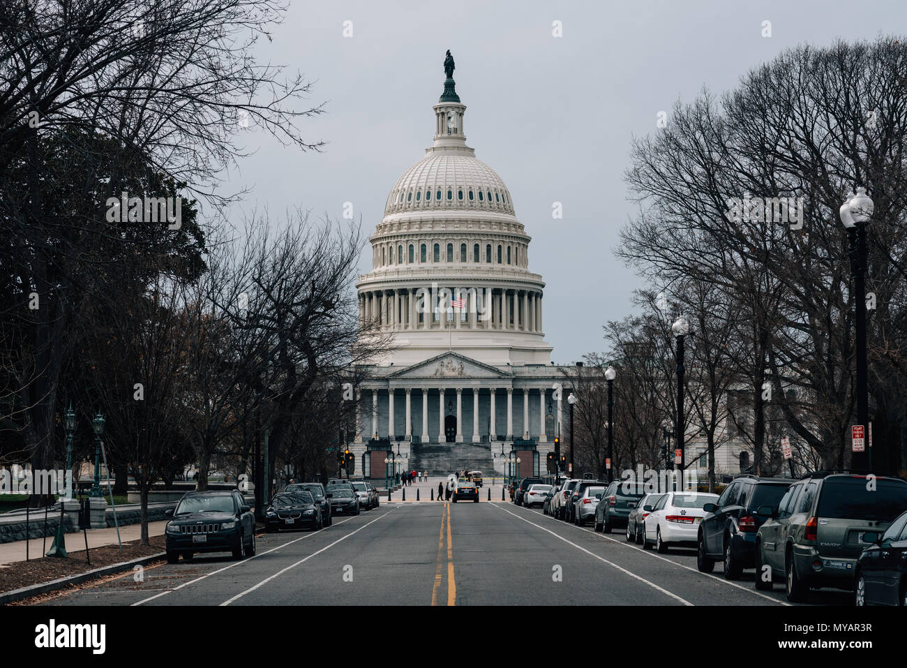 East Capitol Street and the United States Capitol, in Washington, DC. Stock Photo