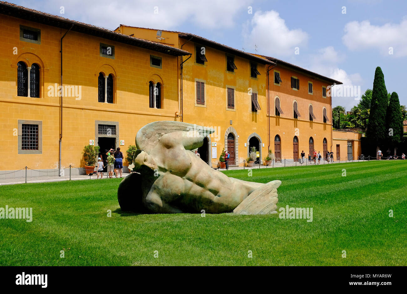 fallen angel, bronze sculpture, pisa, tuscany, italy Stock Photo