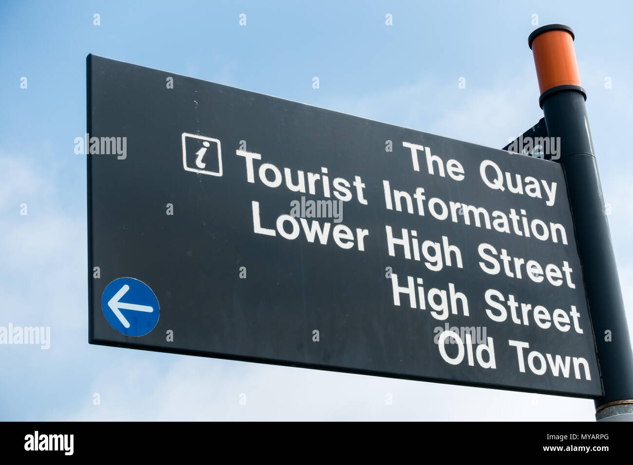 A signpost in Poole, Dorset, England, United Kingdom, showing