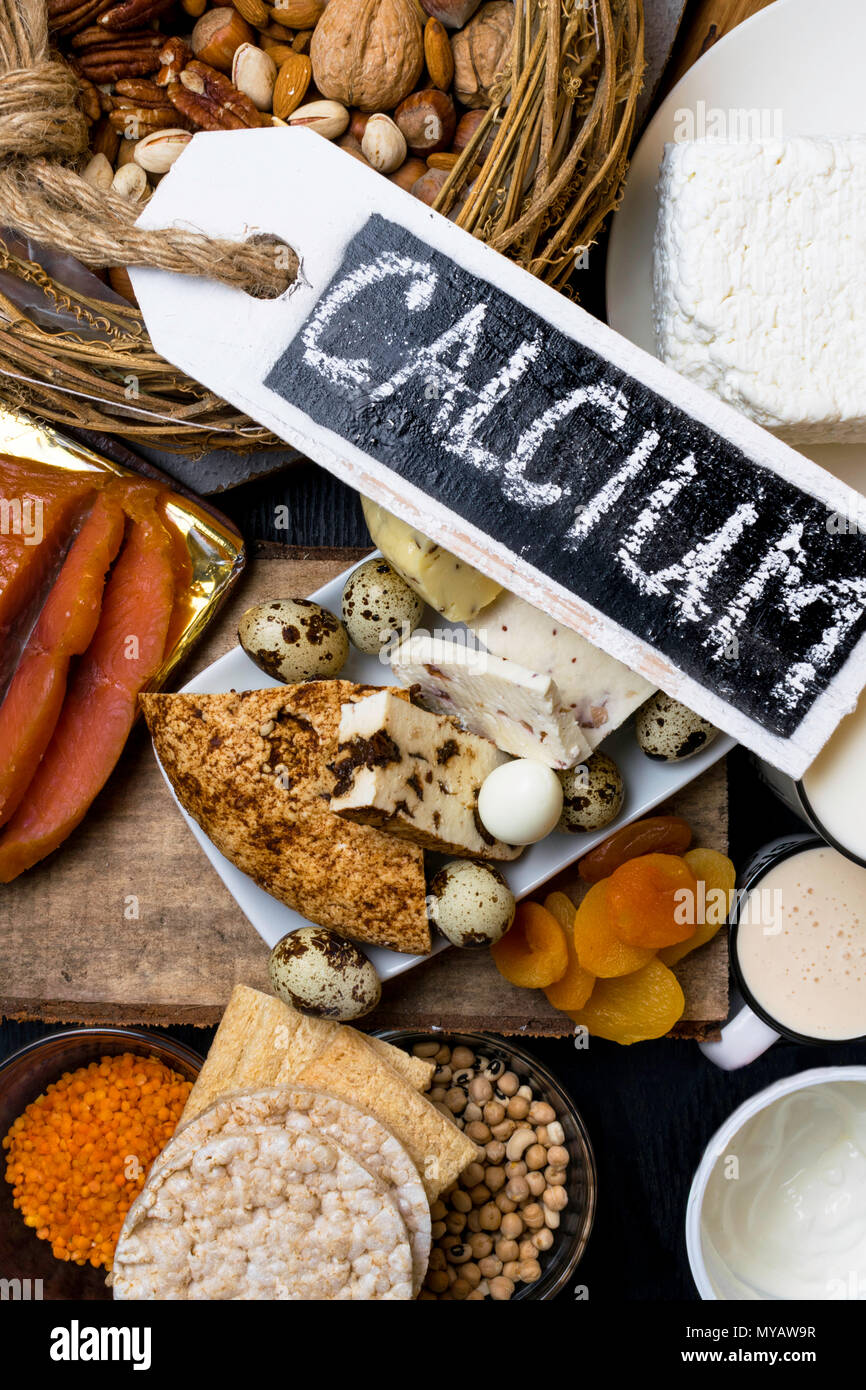 Food rich in calcium such as nuts, biscuits, milk, peas, lentils