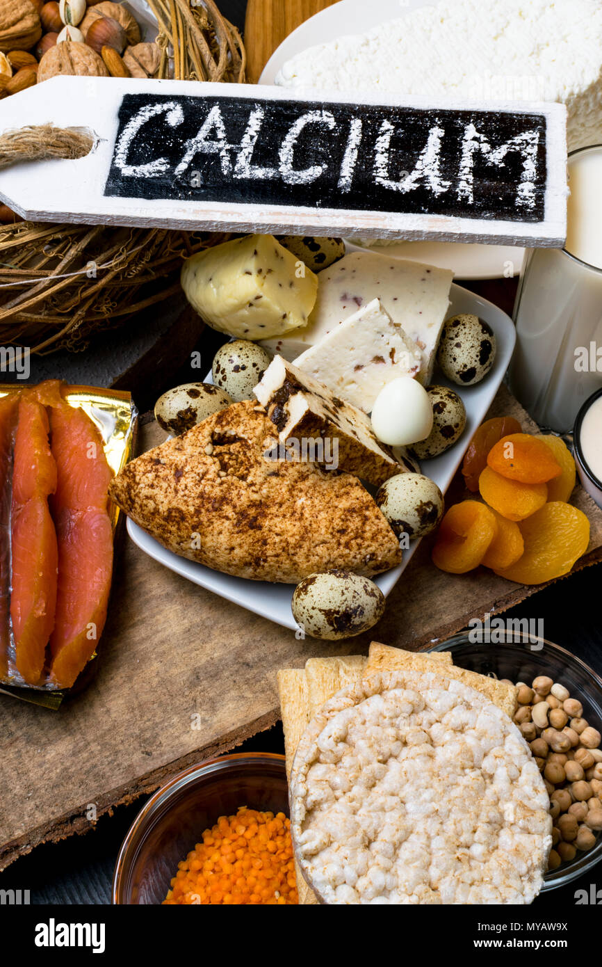 Food rich in calcium such as nuts, biscuits, milk, peas, lentils