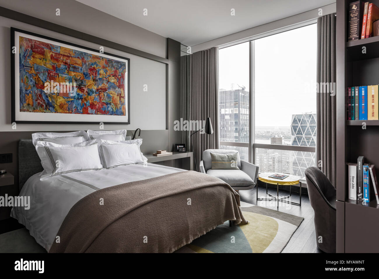 "Modern bedroom in apartment in New York City, USA Stock Photo Alamy