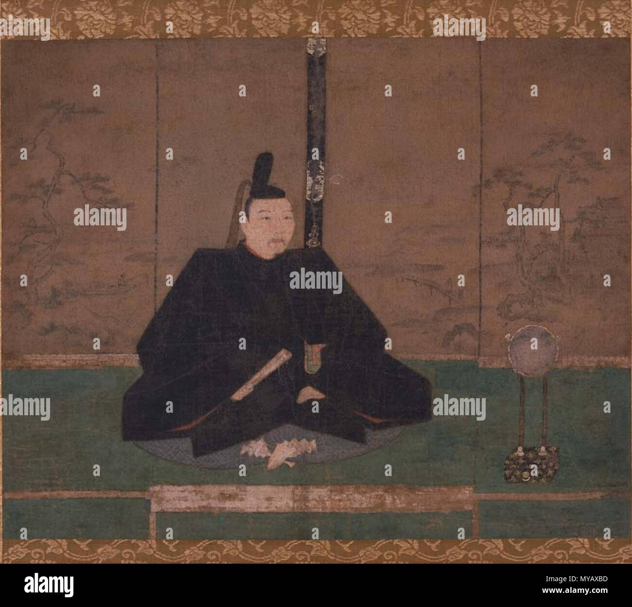 【模写】土佐光起/若武者図/江戸前期/神功皇后図/掛軸/名家伝来/AC-405 English: Portrait said to be of Ashikaga Yoshimasa (detail) 日本語