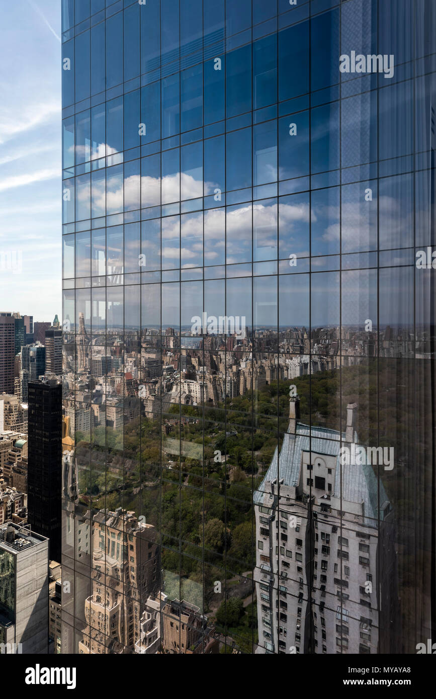'Reflection of building in skyscraper window in New York City, USA' Stock Photo