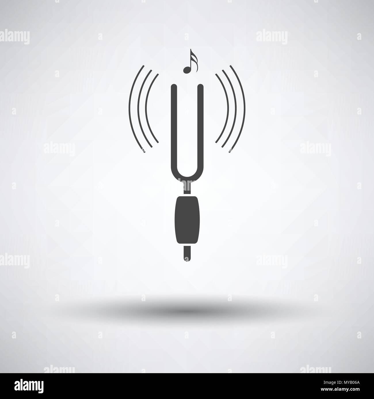 Tuning fork icon on gray background, round shadow. Vector illustration. Stock Vector