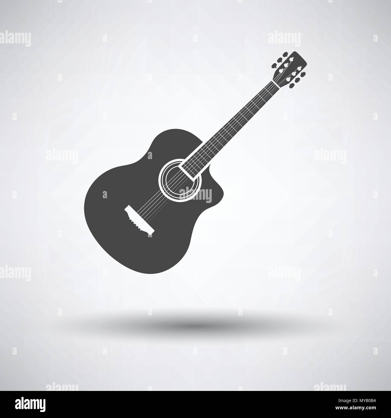 Acoustic guitar icon on gray background, round shadow. Vector ...