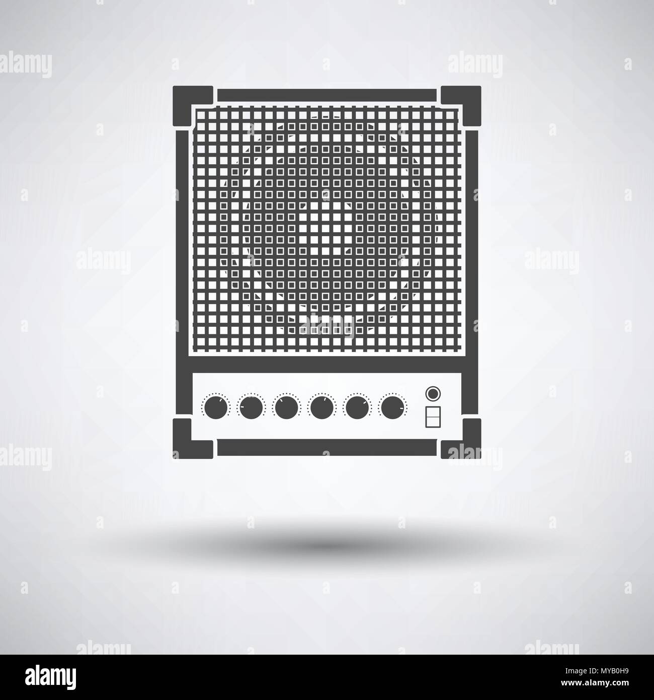 Audio monitor icon on gray background, round shadow. Vector ...