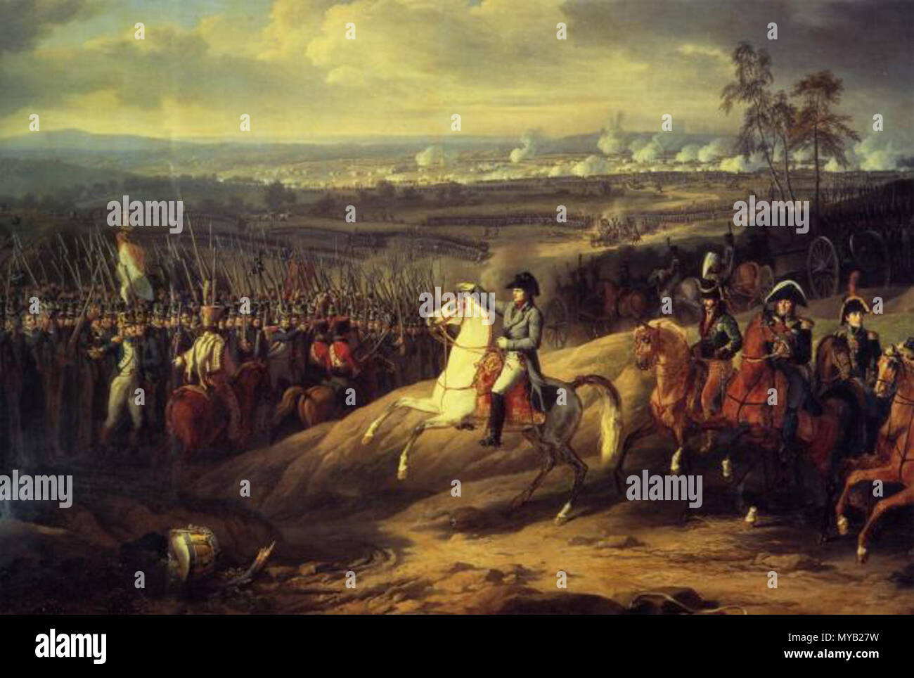 . English: Napoleon at the battle of Jena Italiano: Napoleone alla battaglia di Jena . 19th century. Charles Thevenin (1764-1838) 65 Bataille d'Iena Stock Photo