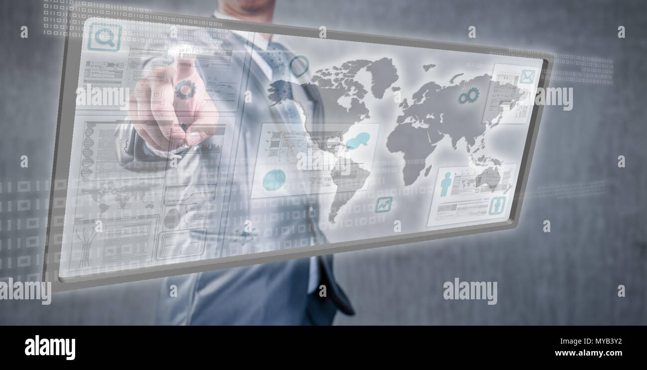 Businessman working on digital screen, new generation technology concept Stock Photo