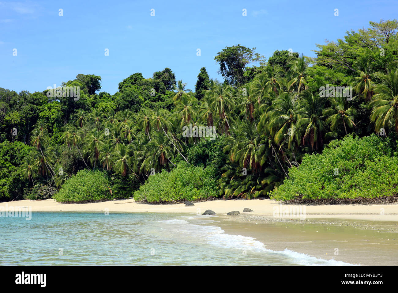 Tropical Beach of Coibita, aka Rancheria. Coiba National Park, Panama Stock Photo