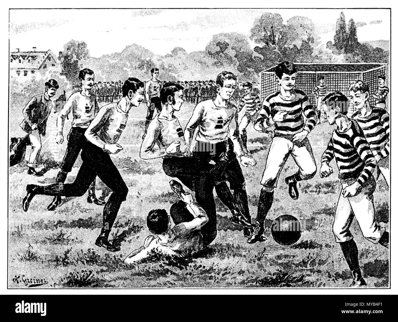 footballer, A Greiner  1895 Stock Photo