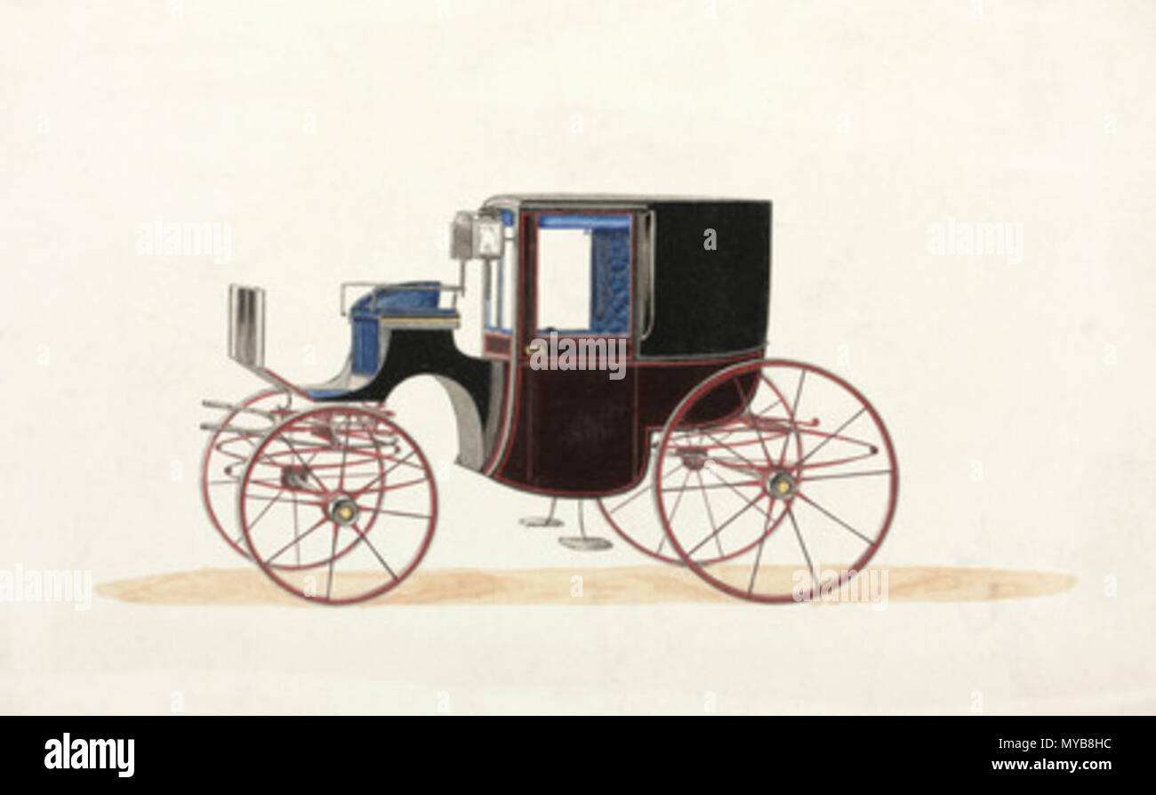. Brougham, 19th century Drawing of a design for a coach by Hooper & Co, coachbuilders to Queen Victoria and the Prince of Wales. 19th century. Unattributed 88 Brougham, 19th century Stock Photo