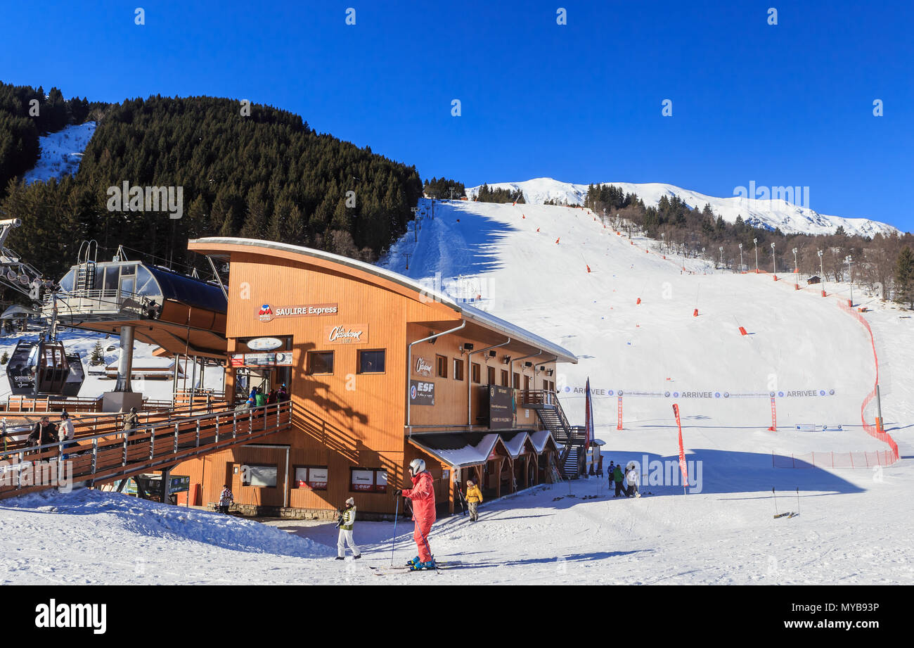 Meribel Ski Resort, Meribel Village Center (1450 m). Lower Saulire ...