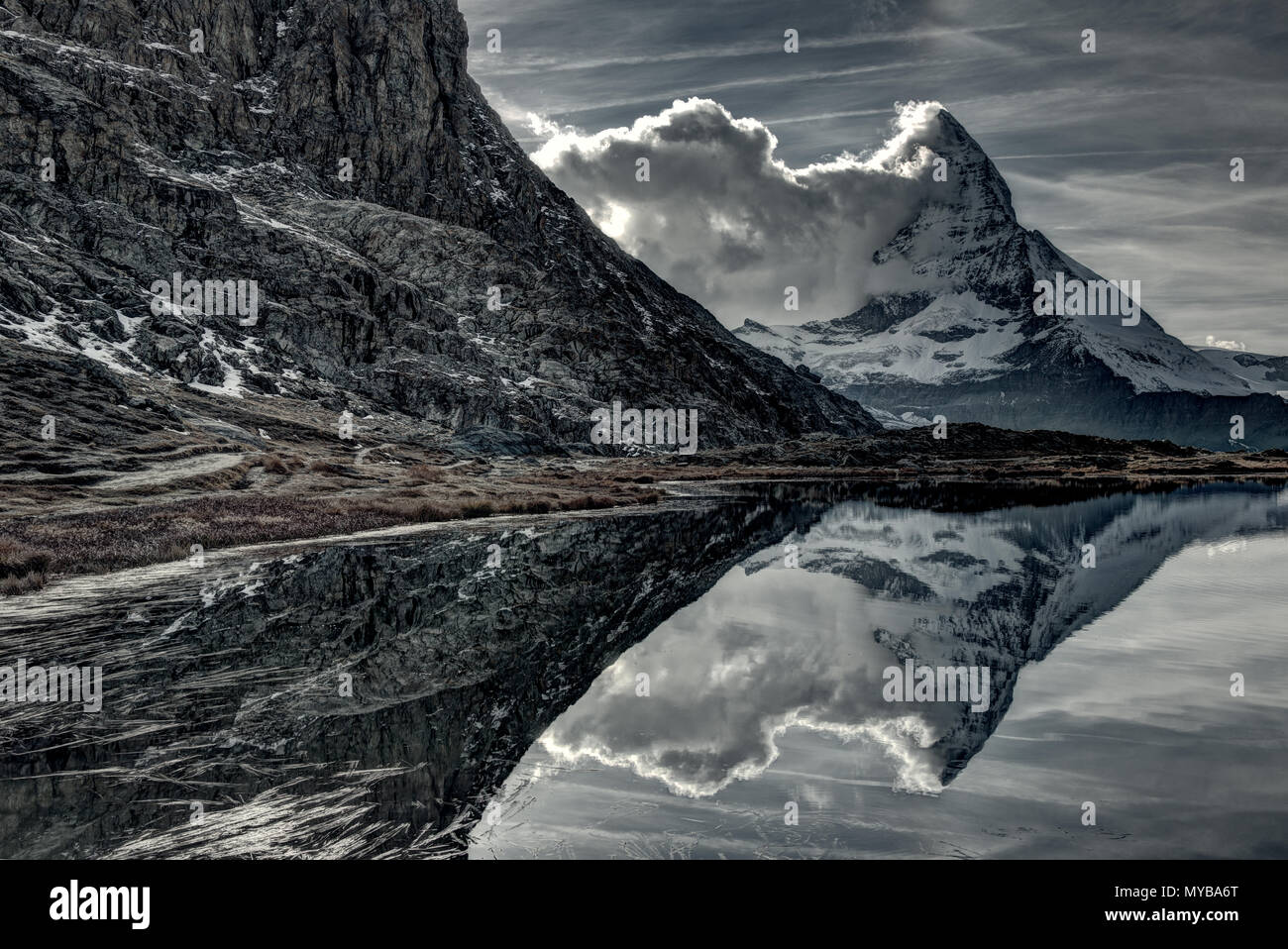 The Alpine region of Switzerland, Riffelsee. Stock Photo