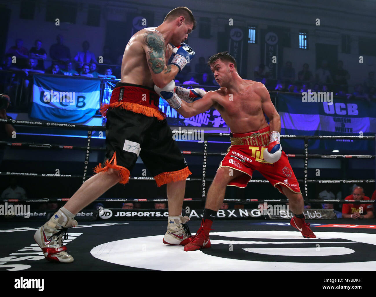 Anthony Fox Danny Dignum and Anthony Fox during the Super-Middleweight bout at York ...