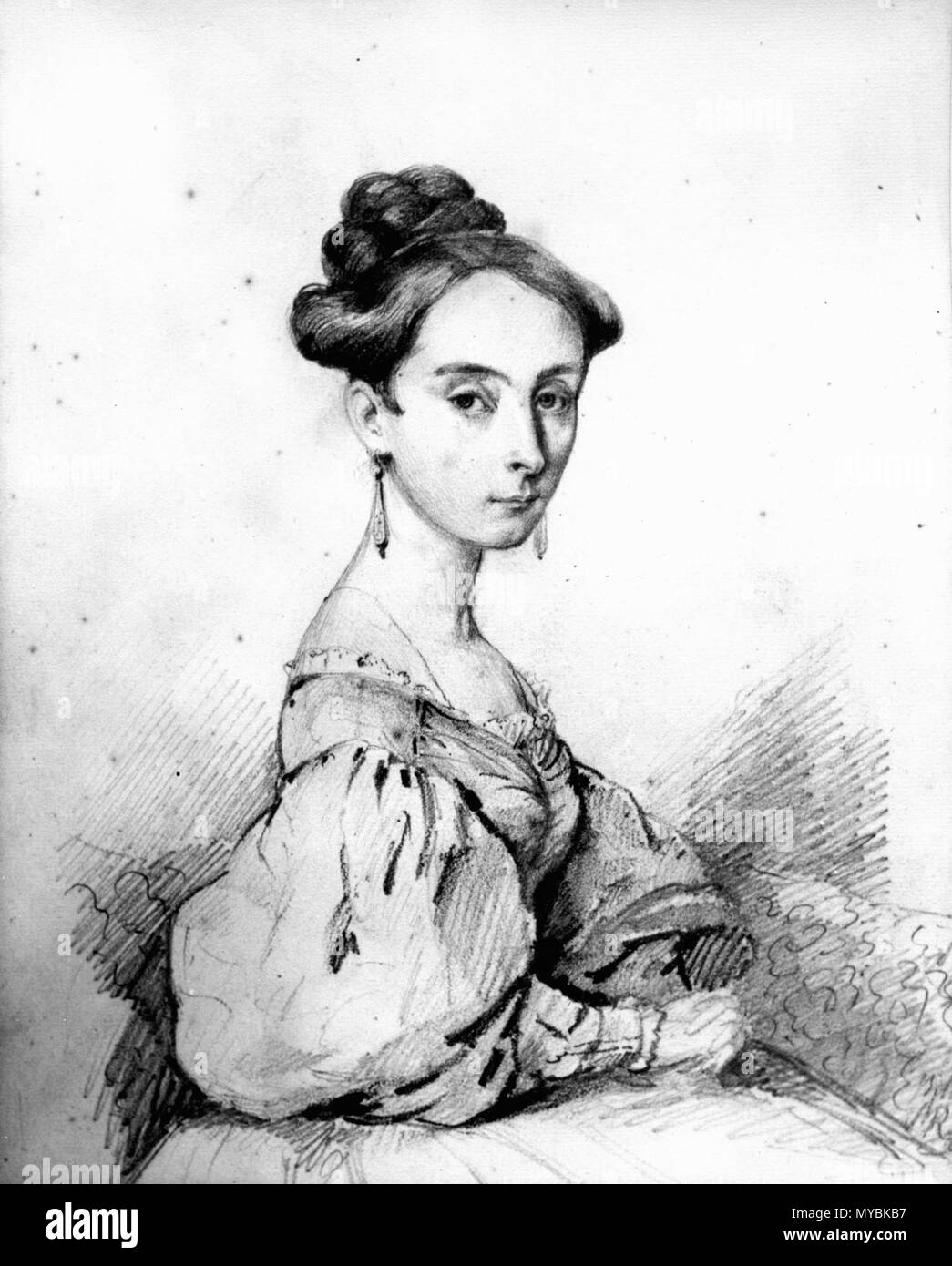 . Español: Carmen Arriagada, dibujo del retrato de medio cuerpo . Unknown date.   Johann Moritz Rugendas  (1802–1858)     Description German painter, traveller and author  Date of birth/death 29 March 1802 29 May 1858  Location of birth/death Augsburg Weilheim  Work location Germany, South America  Authority control  : Q652305 VIAF: 61675197 ISNI: 0000 0001 0907 6712 ULAN: 500005074 LCCN: n50052066 NLA: 48044412 WorldCat 99 Carmen Arriagada, dibujo del retrato de medio cuerpo (cropped) Stock Photo