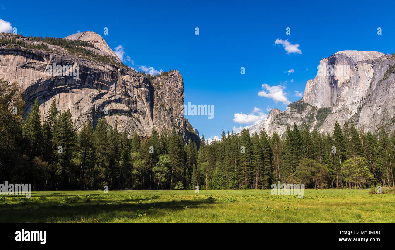 The Royal Arches and Half Dome above Stoneman Meadow, Yosemite National ...