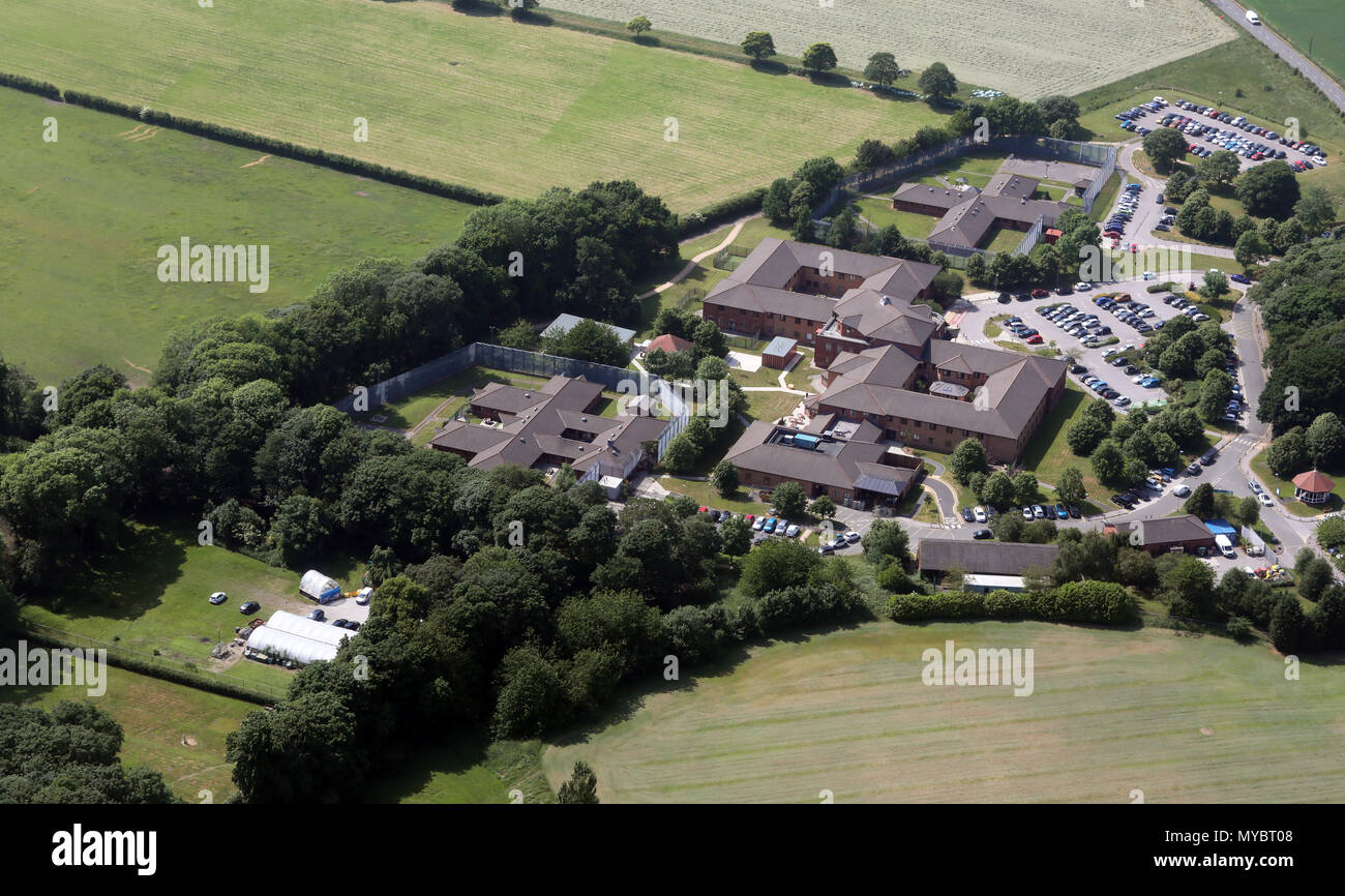 aerial view of Hollins Park Hospital, Warrington Stock Photo