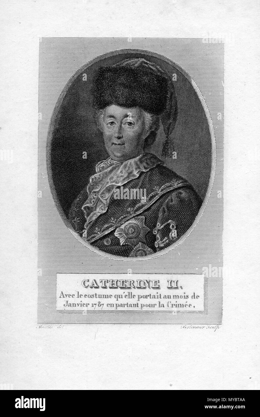 . Français : portrait gravé . Unknown date. Pierre-François Bertonnier d'après Pierre-Joseph Mourlan 102 Catherine II Stock Photo