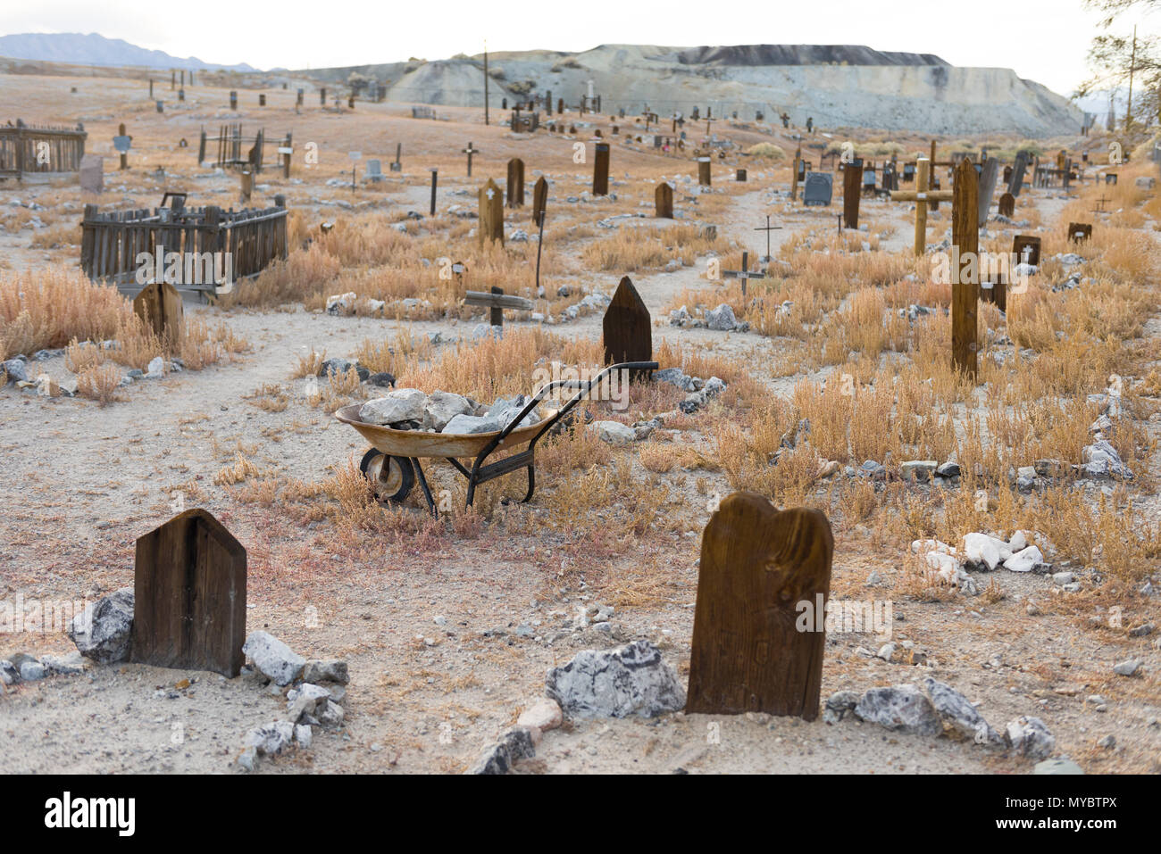 Historical western cemetery in Tonopah, Nevada, North America Stock