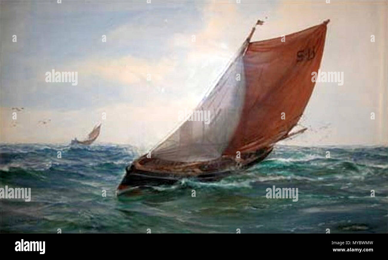 . Running For Home . 1899.   Charles Napier Hemy  (1841–1917)    Alternative names Hemy  Description British painter British painter associated with the Newlyn School  Date of birth/death 24 May 1841 30 September 1917  Location of birth/death Newcastle upon Tyne Falmouth  Authority control  : Q1065621 VIAF: 11308905 ISNI: 0000 0000 6703 8258 ULAN: 500013011 LCCN: n85364258 GND: 174219679 WorldCat 106 Charles Napier Hemy - Running For Home 1899 Stock Photo