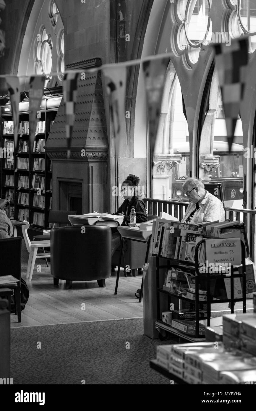 The Waterstones bookstore in Bradford Wool Exchange, West Yorkshire