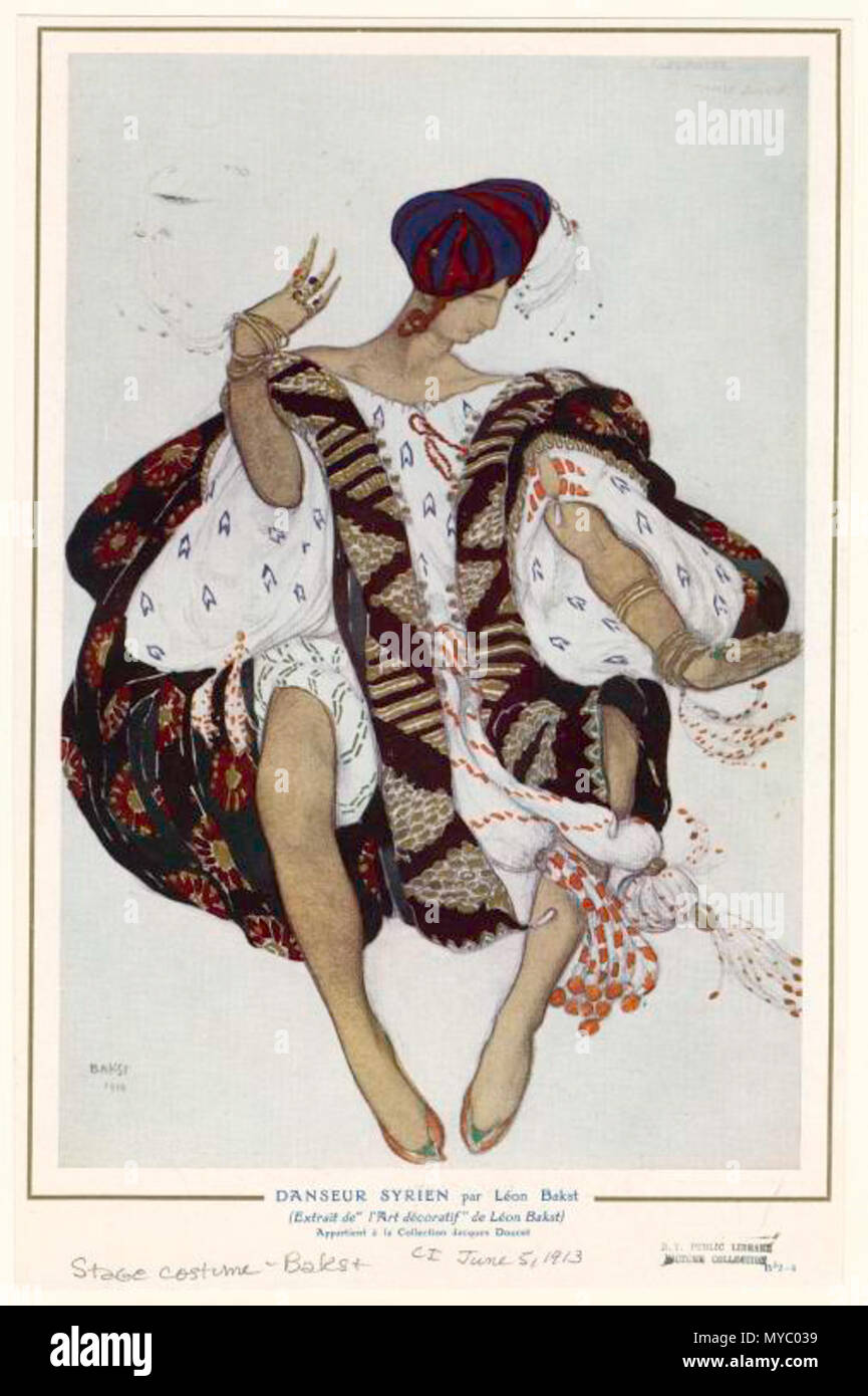 The Slave in Cleopatra Costume design by LEON BAKST Vintage Ballet Poster