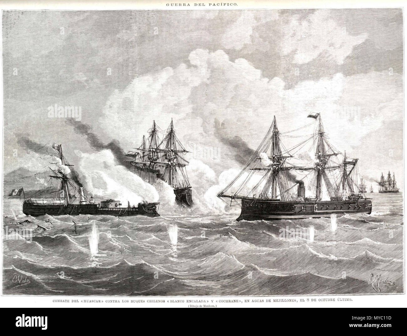 . Español: Combate de Angamos . 1879. La Ilustracion Espanola ... , 30 ...