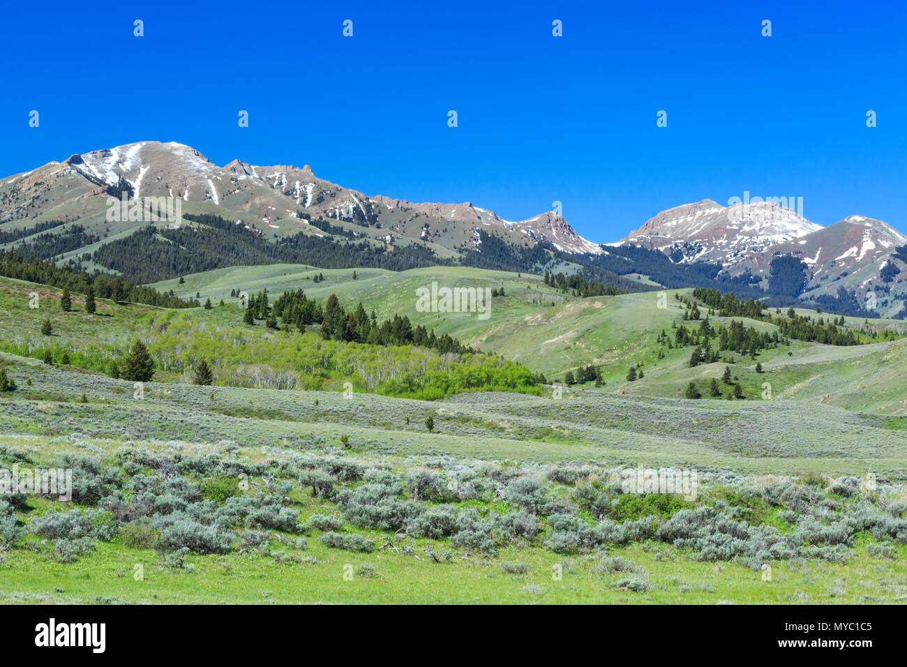 red conglomerate peaks and foothills near monida, montana Stock Photo