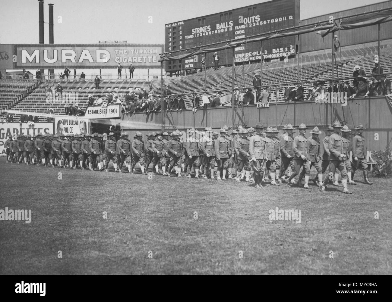 Engineers at benefit baseball game NY (Yankees vs St. Louis) 1918 at  Polo Grounds Stock Photo
