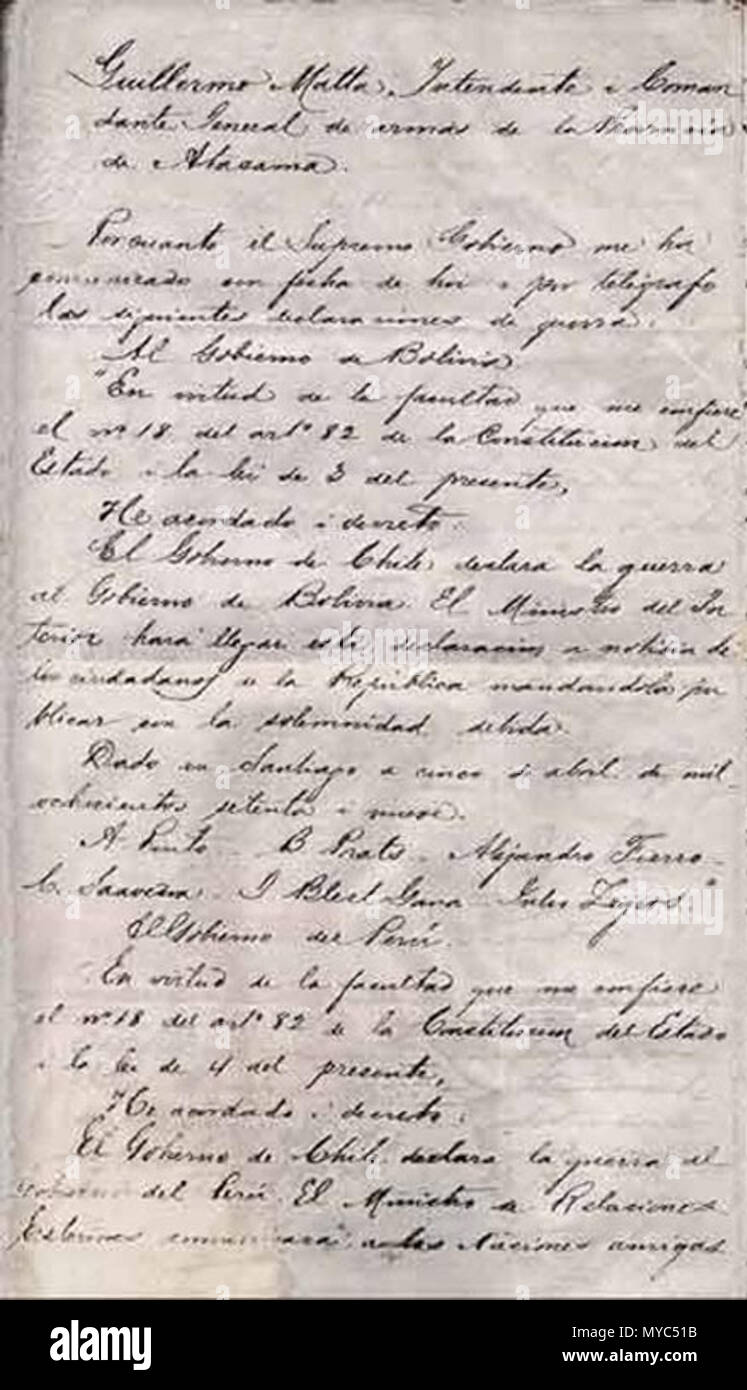. English: Declaracion de guerra 1879 . 28 June 2013, 16:28:48. Anibal